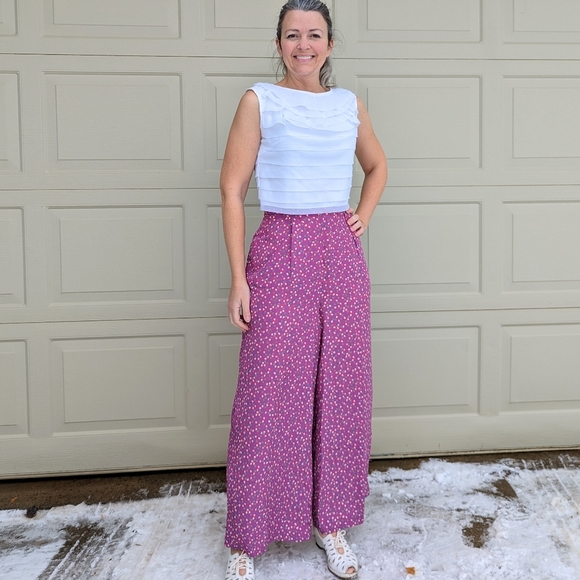 1980's does 1940's PALAZZO PANTS wide leg M - Picture 3 of 11